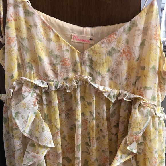 Yellow Floral Maronie Ruffle Baby Doll Dress - Picture 4 of 9